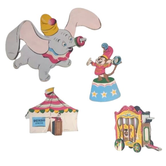 Vintage 1951 Disney Dumbo Circus Hang-Up Wall Art for Kids Nursey 4 piece